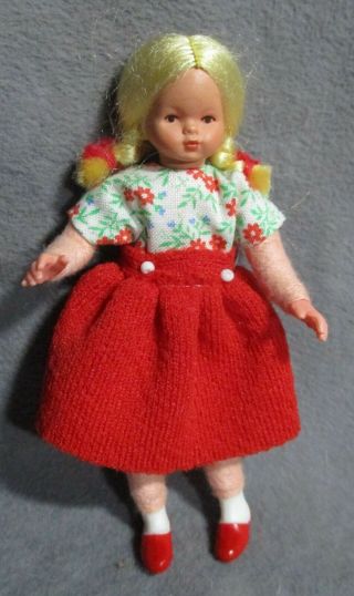 Vintage Dollhouse Miniature Dolls - Caco - Germany - Little Blonde Girl