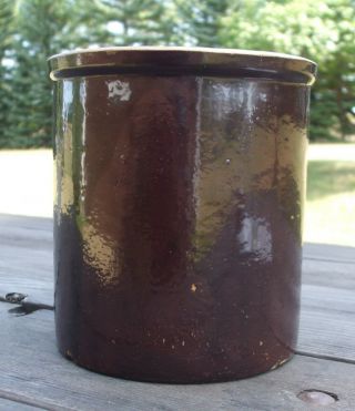 Brown North Star " High " Butter Jar 1/2 Gallon Red Wing Crock