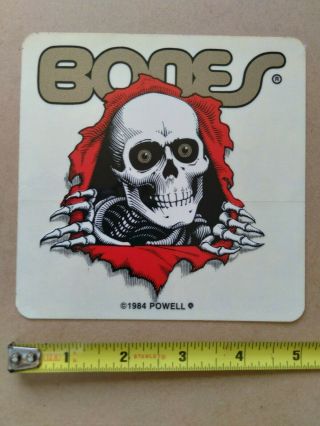 Vintage Powell Peralta Bones Wheels Ripper Logo Sticker 1984 Nos