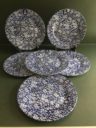 Nwt Royal Wessex By Churchill Set 6 Calico Blue Dinner Plates