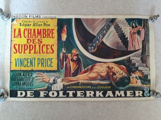 Rare Film Cinema Movie Poster The Pit And The Pendulum Belgian Horror