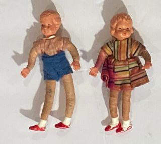 Vintage Caco Dollhouse Boy And Girl Bendy Dolls