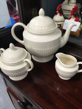Wedgwood Of Etruria & Barlaston Edme Teapot Tea Pot,  Cream And Sugar Tea Set