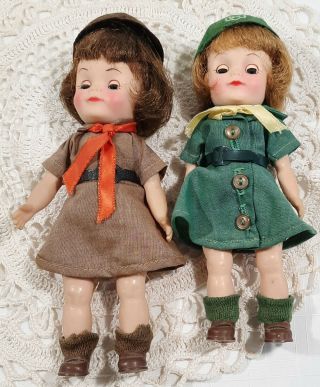 2 Vintage 1965 Effanbee Brownie and Girl Scout Dolls 8 inches 2