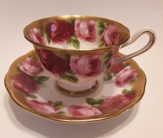 Royal Albert Bone China Tea Cup & Saucer Old English Rose Heavy Gold