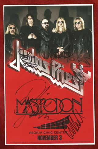 Judas Priest Autographed Concert Poster 2015 Ian Hill,  Rob Halford,  Glenn Tipton