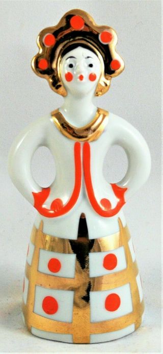 VINTAGE Russia Porcelain Figurine Girl Soviet USSR - Hand Painted - Folk Costume 2