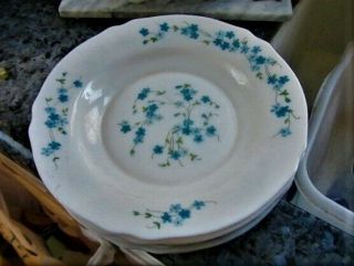 Set 8 Arc Arcopal France Veronica Blue Flower Wide Rimmed Soup / Pasta Bowls 9”