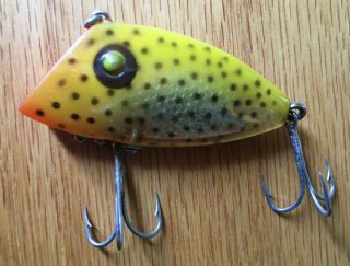 Vintage Pico Perch Crankbait Lure,  Yellow W/clear Belly & Small Brown Spots