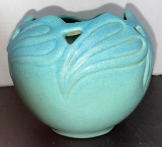 Vintage Van Briggle Philodendron Leaf Blue/green Vase