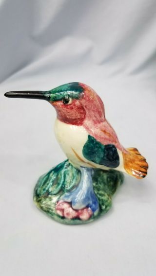 Vintage Stangl Pottery Bird 3585 Red Face Hummingbird Art Figurine Signed