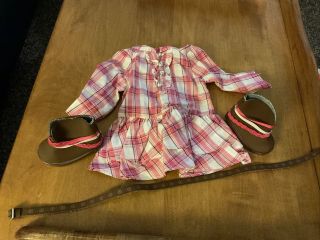 American Girl Doll Pink Western Plaid Outfit Cowgirl Dress Boots Nicki Tenney
