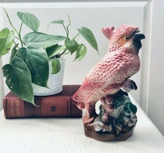 Vintage Maddux Of California Pink Cockatoo Parrot Bird Figurine Vintage Cockatoo