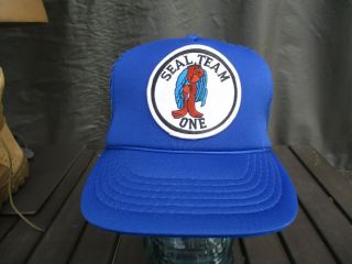 Vtg 80s 90s Seal Team One Trucker Snapback Ball Cap,  Mesh Back Hat