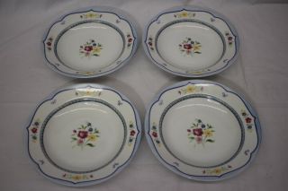 Set Of 4 Large Rim Soup Bowls In Genevieve By Coventry,  Fine Porcelain 9 1/8 "