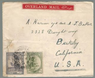 28 Nov.  1928 Iraq Cover,  Baghdad By Overland Mail برا بريد To Berkeley,  Calif.
