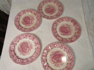 Set Of 5 Wedgwood Turkey Dinner Plates,  Made In England,  Vintage,  11 ,  Pink