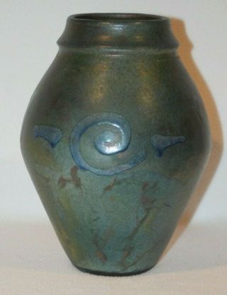Vintage Raku Art Pottery 9 1/2 " Tall Vase Signed Hoill 2008 -