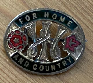 Antique Metal & Enamel Wi (women’s Institute) Pin Badge ‘for Home And Country’