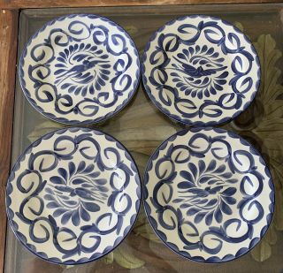 Pottery Barn Anfora Puebla Blue 10 3/8 " Dinner Plates 4