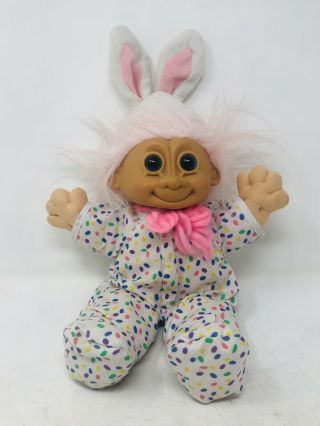 Vintage Russ Troll Girl Doll 2309 12 " Bugsy Easter Bunny Plush Light Pink Hair