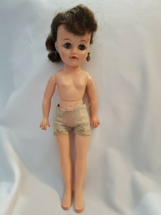 10 " Vintage Vogue Jill Doll With Brunette Hair W/under Garment And 1 Earing