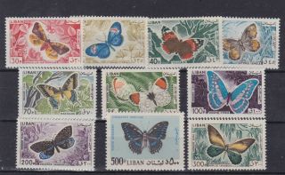 Lebanon 1965 Sc C427/35 Butterfly,  Set,  Mnh S1071