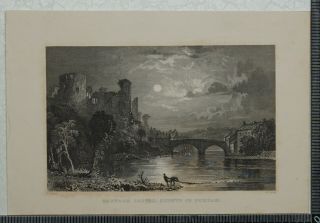 1833 Antique Engraving Of Barnard Castle,  County Of Durham