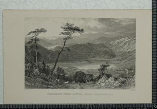 1833 Antique Engraving Of Grasmere From Butter Crags,  Westmoreland