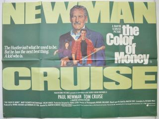 The Color Of Money (1986) Quad Movie Poster - Tom Cruise,  Paul Newman