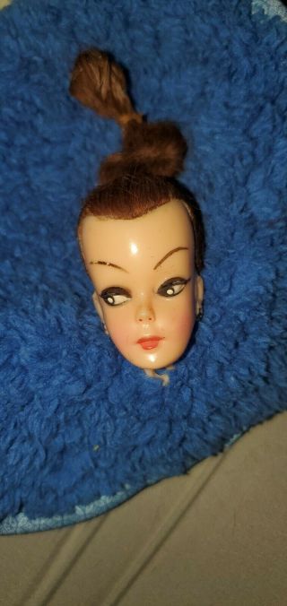 Vintage 1960s Plastic Barbie Bild Lilli Clone Doll Head Only Brunette Ponytail