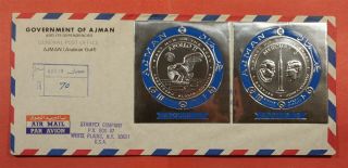1970 Ajman Fdc Space Apollo 11,  Mercury 3 Silver Imperfs Registered