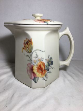Coors Pottery Thermo Porcelain Tulip Large Covered Pitcher 8 " Tall