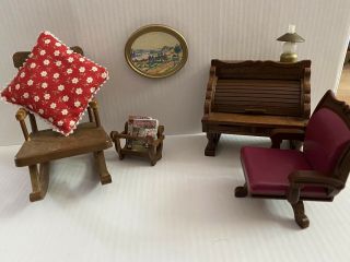 Sylvanian Families Study With Desk And Rocking Chair