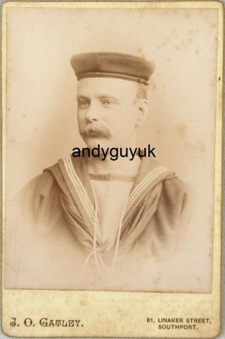 Cabinet Card Royal Navy Sailor By Gatley Southport Ship Sailing Antique Photo