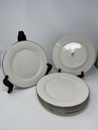 Set Of 7 Noritake Ivory China Dinner Plates " Affection " 7192.  10 5/8 Inch