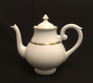 Vista Alegre Portugal Large Coffee Pot/teapot Porcelain 10 Cup White Gold Trim