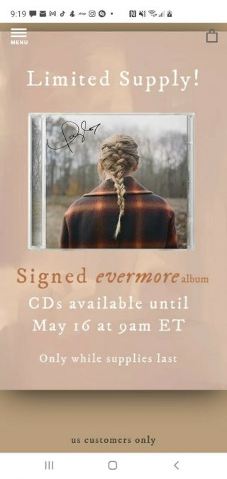 Taylor Swift - Evermore - Signed/autographed Cd Ships In 2 - 3 Weeks