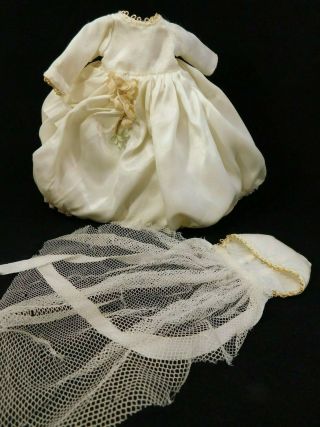VNTG 1952 Vogue Ginny Ivory Bride Dress w/ attached bible & Hat w/ veil; tagged 3