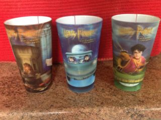 Harry Potter Chamber Of Secrets Tumbler Cups Hologram Coca Cola X 3