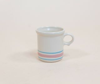 McCoy Pottery Pink & Blue Stripe Coffee Mug Cup Set Of 4 1412 USA 2