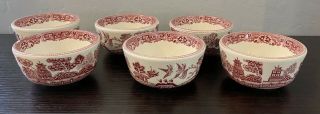 Set Of 6 Red Willow Buffalo China Vintage Restaurant Ware Small Bowls Cups