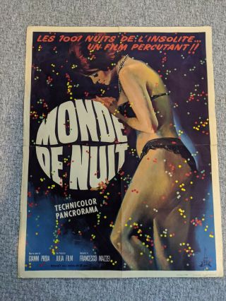 1960 French Film Cinema Poster Monde De Nuit Mondo Cane