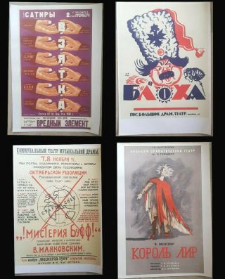8 Vintage Soviet Theatre Posters From 1920 To 1970 Collectable 53x38cm Each