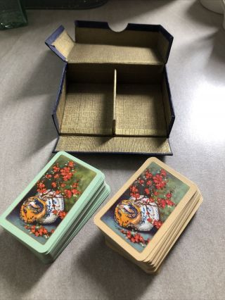 Antique Retro Vintage Miniature Double Deck Of Patience Playing Cards.