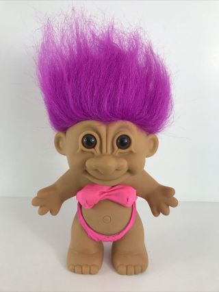 Vintage Russ 8 " Girl Troll Doll In Hot Pink Bikini Swimsuit