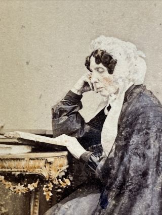 Victorian Carte De Visite CDV: Lady Reading Full Colour Tinted: Hawke Stonehouse 2