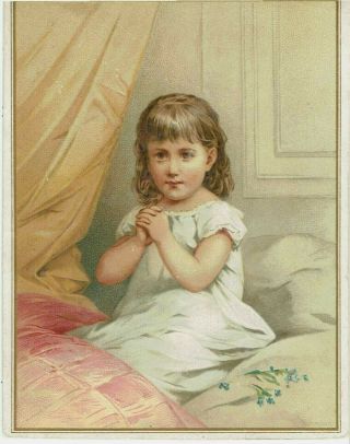 R Tuck Victorian Christmas Greetings Card Little Girl In Bed Saying Her Prayers