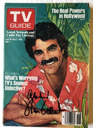 Magnum,  P.  I.  Autographed Tv Guide Signed By Tom Selleck Hawaii 1983