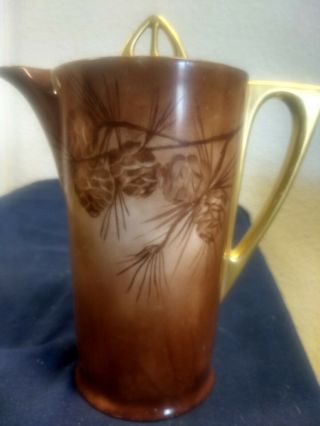 Antique Art Deco Favorite Bavaria Marked Porcelain Chocolate Pot Pinecone Coffee